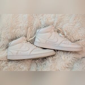 Nike Women's High Top Triple White Court Vision Size 9